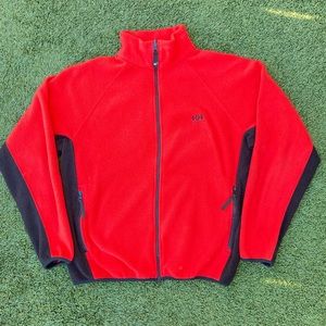 HELLY HANSEN HH 90s Vintage Fleece Zip Up Sweater Sweatshirt Jacket Red Black